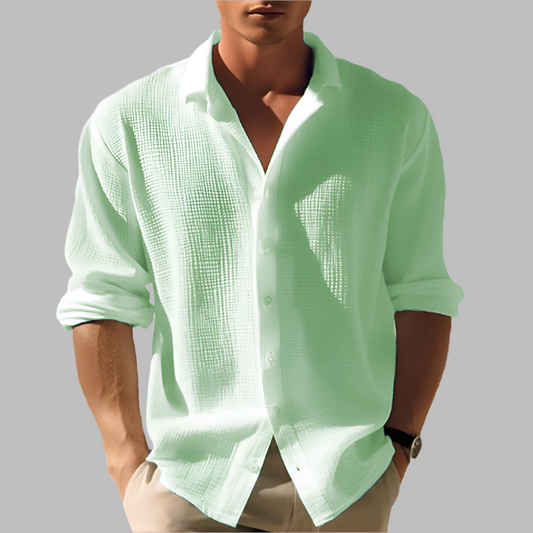 Camicia leggera in tinta unita da uomo