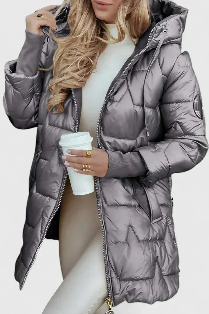 Giacca puffer trapuntata con cappuccio e zip