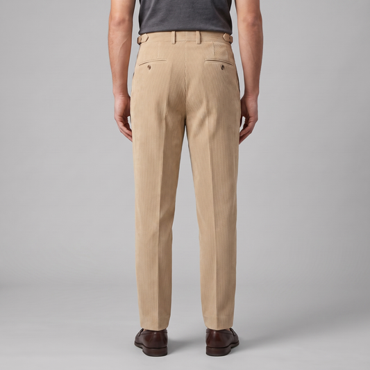Pantaloni in Velluto a Coste con Pince da Uomo