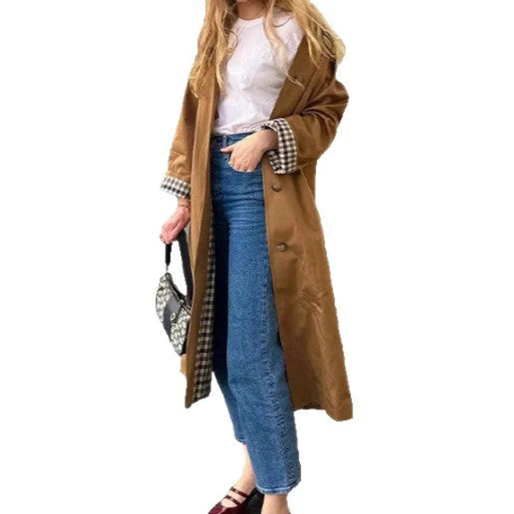 Trench oversize con fodera a quadri