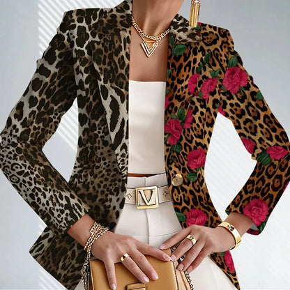 Blazer Sagomato con Stampa Leopardo