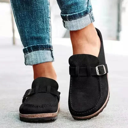 Mules basse retrò con fibbia da donna