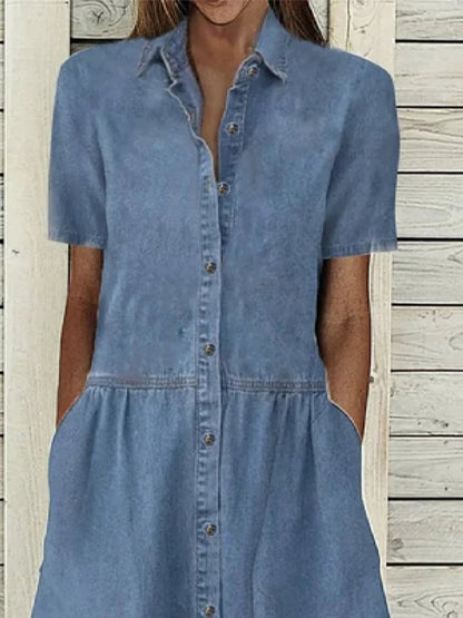 Abito effetto denim con chiusura a bottoni