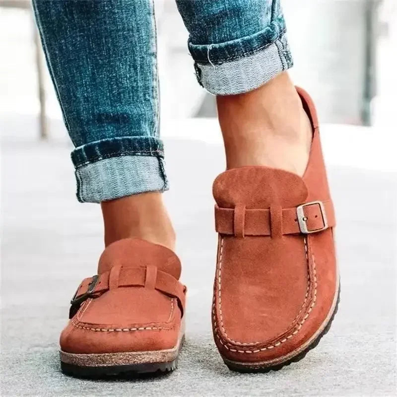 Mules basse retrò con fibbia da donna