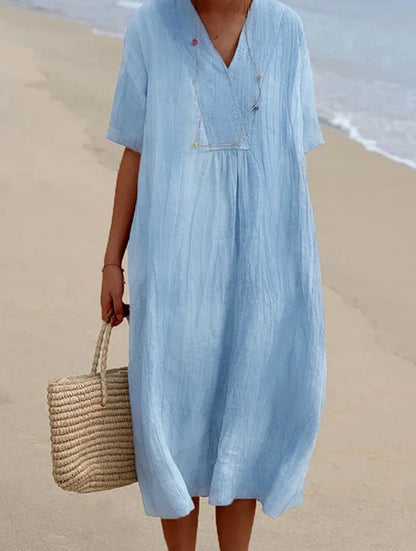 Abito da spiaggia relaxed con scollo a V e maniche corte