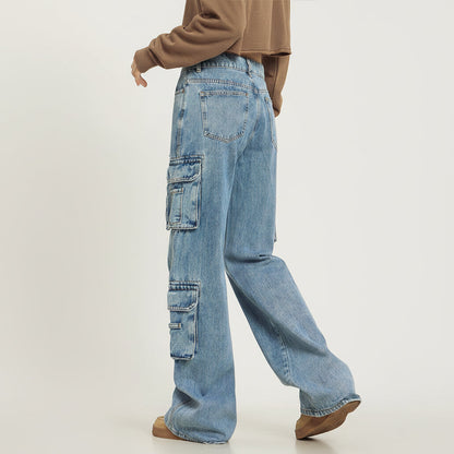 Jeans Cargo Baggy con Gambe Ampie