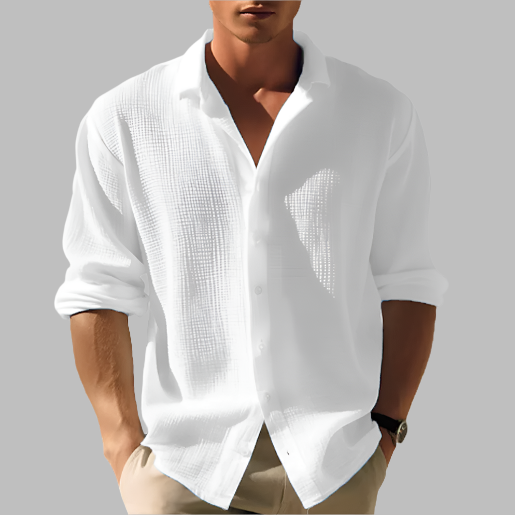 Camicia leggera in tinta unita da uomo