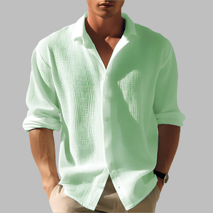 Camicia leggera in tinta unita da uomo