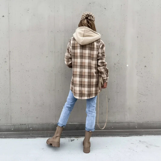 Giacca da Donna a Quadri con Cappuccio