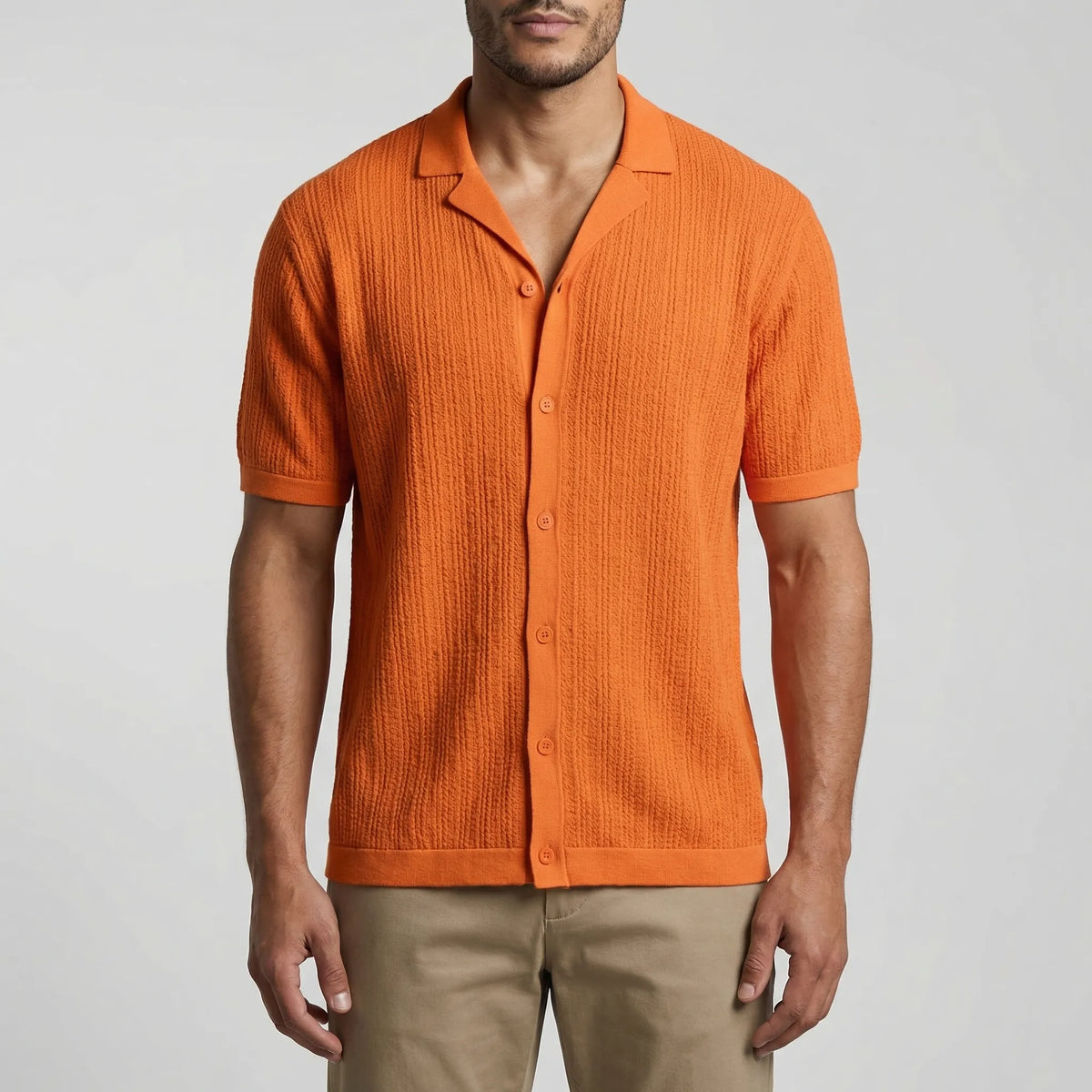 Brixon Camicia Casual all'Uncinetto a Maniche Corte