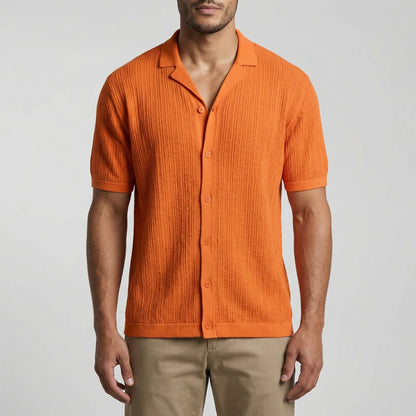 Brixon Camicia Casual all'Uncinetto a Maniche Corte