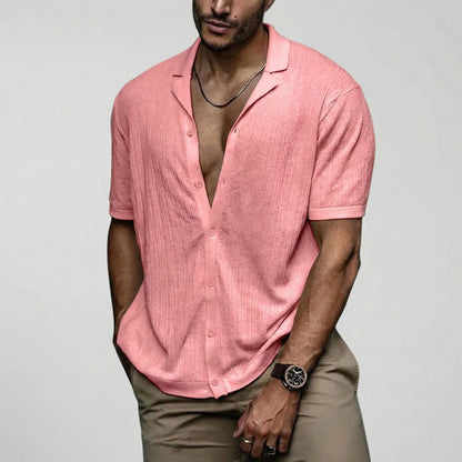 Brixon Camicia Casual all'Uncinetto a Maniche Corte