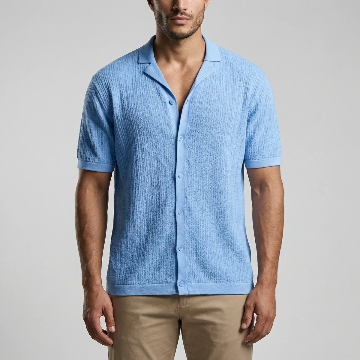 Brixon Camicia Casual all'Uncinetto a Maniche Corte