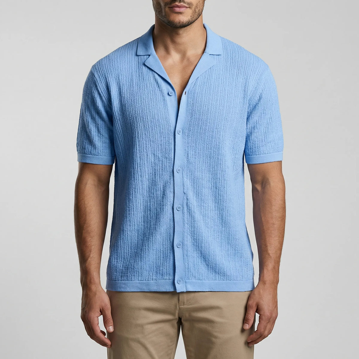 Brixon Camicia Casual all'Uncinetto a Maniche Corte