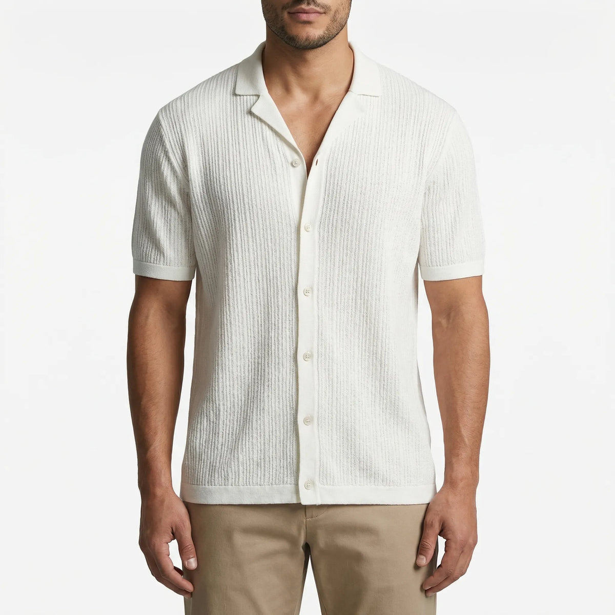 Brixon Camicia Casual all'Uncinetto a Maniche Corte