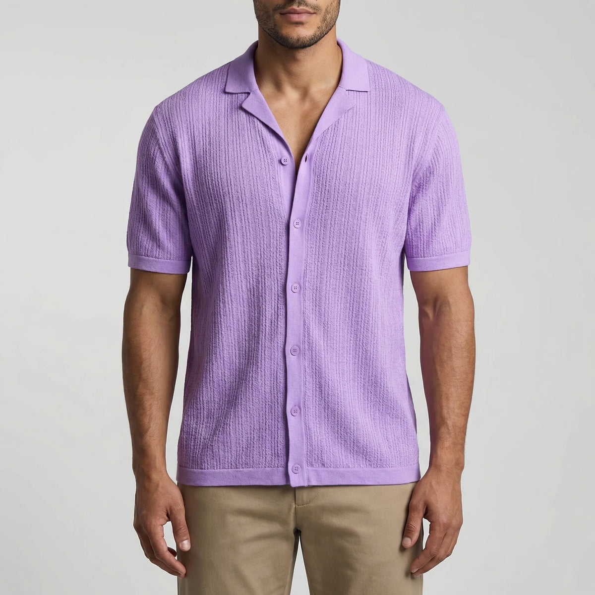 Brixon Camicia Casual all'Uncinetto a Maniche Corte