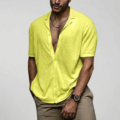 Brixon Camicia Casual all'Uncinetto a Maniche Corte