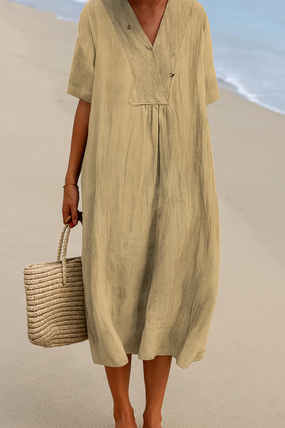 Abito da spiaggia relaxed con scollo a V e maniche corte