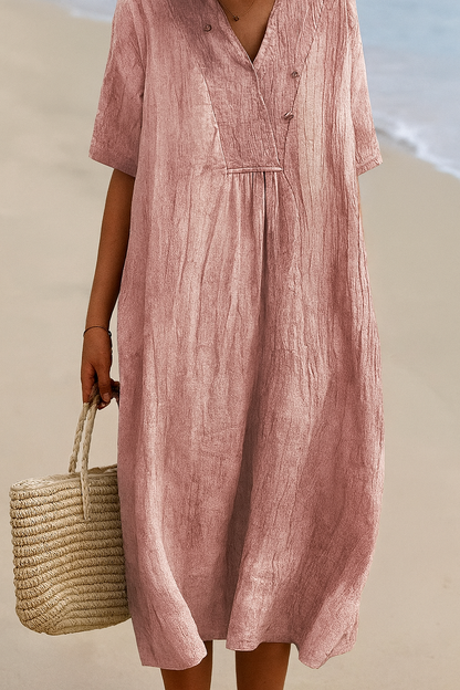 Abito da spiaggia relaxed con scollo a V e maniche corte