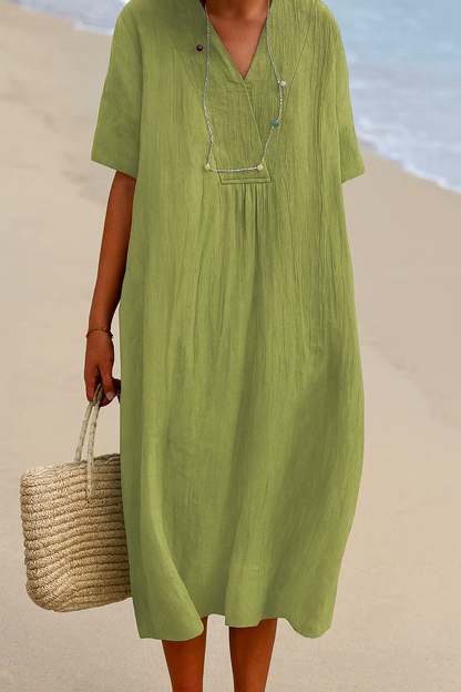 Abito da spiaggia relaxed con scollo a V e maniche corte