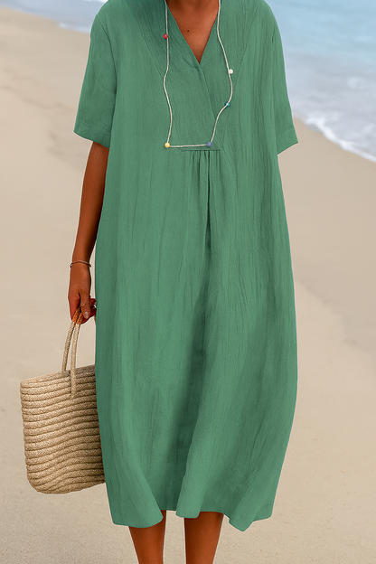 Abito da spiaggia relaxed con scollo a V e maniche corte