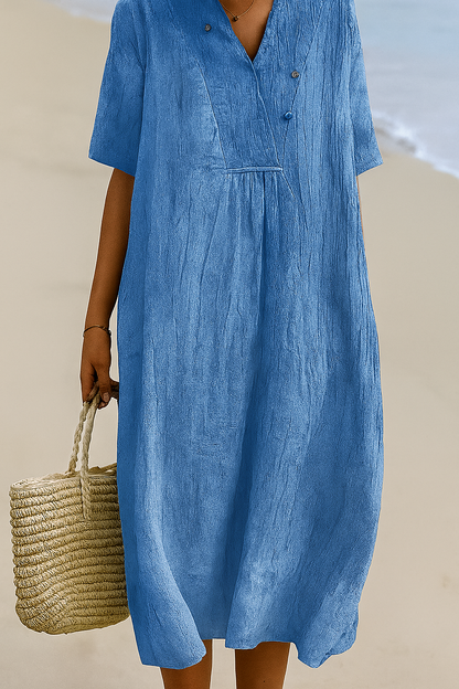 Abito da spiaggia relaxed con scollo a V e maniche corte