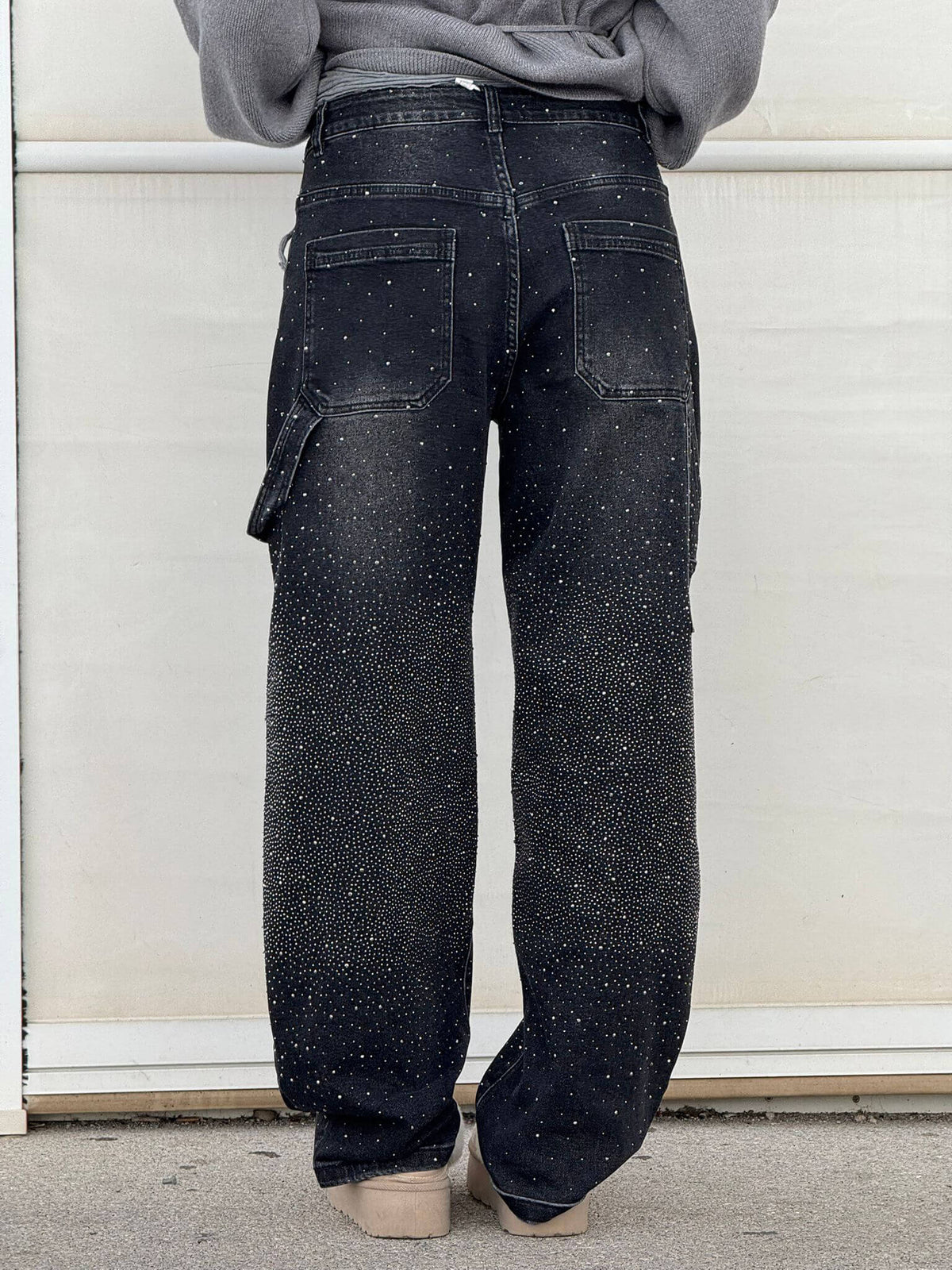 Jeans Wide Leg con Strass da Donna