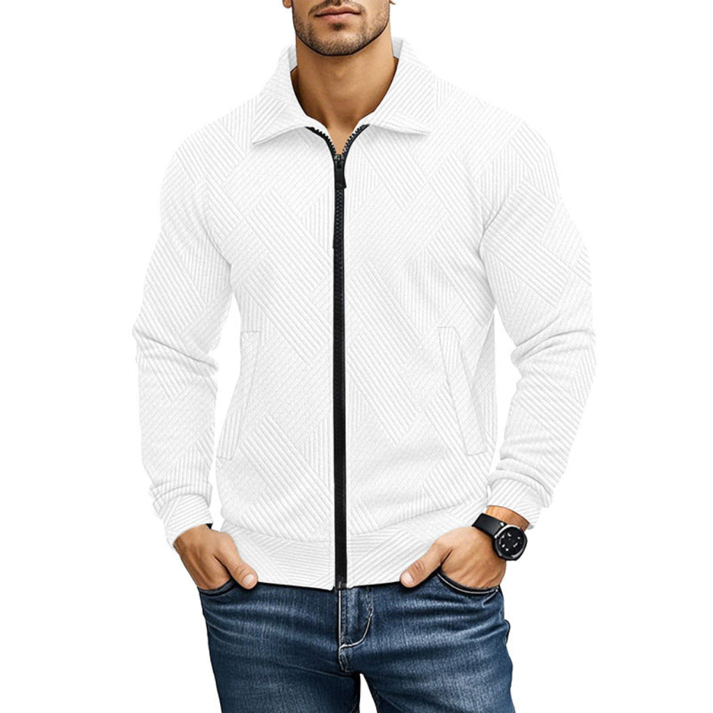 Gilet da Uomo con Motivo a Coste e Zip