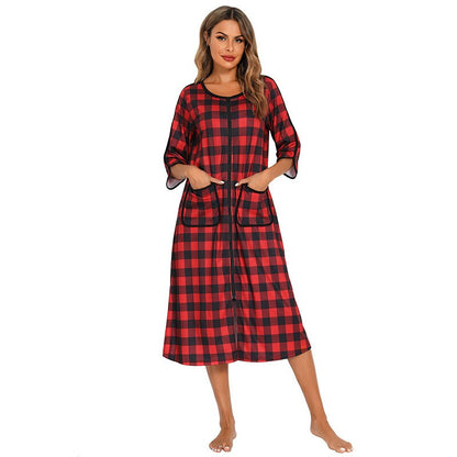 Camicia da notte calda con zip e cappuccio