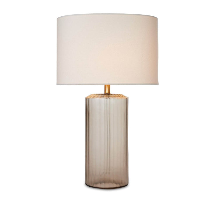 Lampada da Tavolo in Ottone con Paralume in Lino