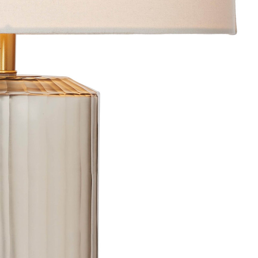 Lampada da Tavolo in Ottone con Paralume in Lino