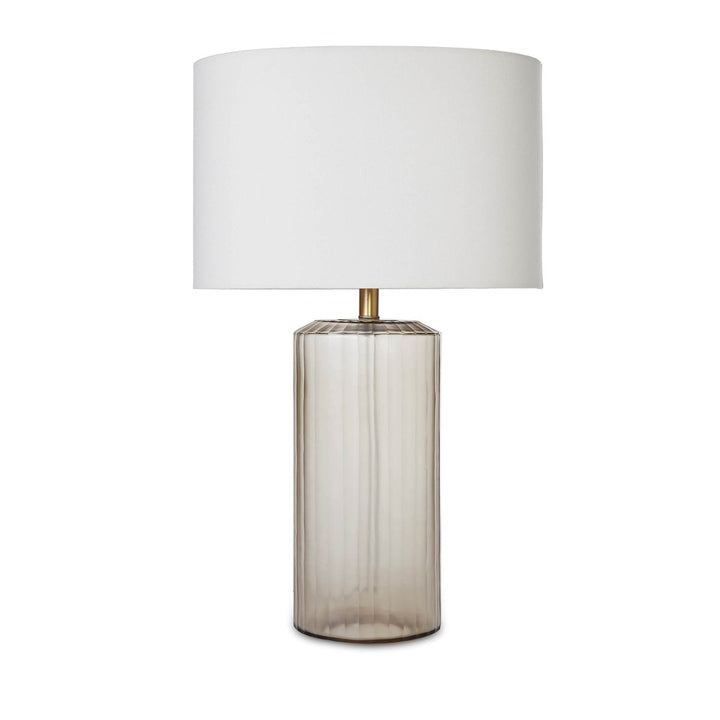 Lampada da Tavolo in Ottone con Paralume in Lino