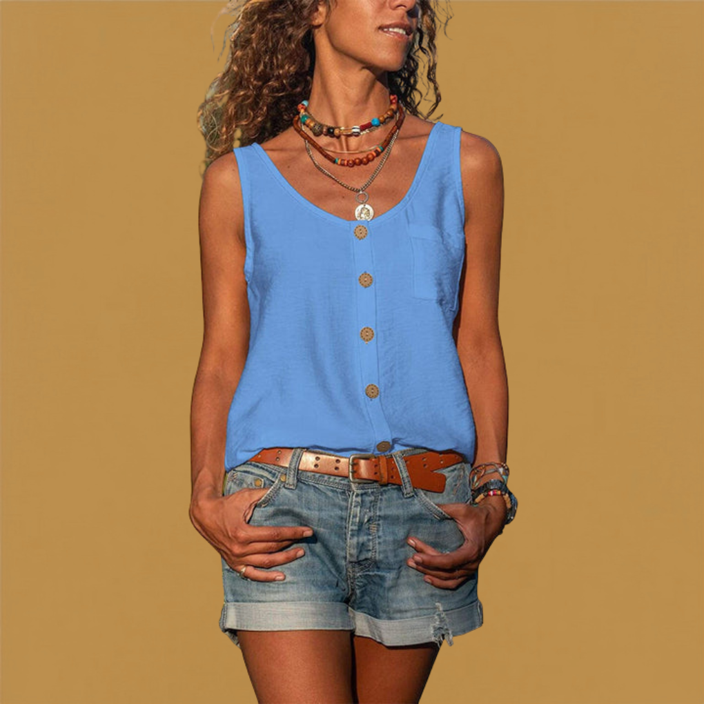 Camicia smanicata leggera con bottoni