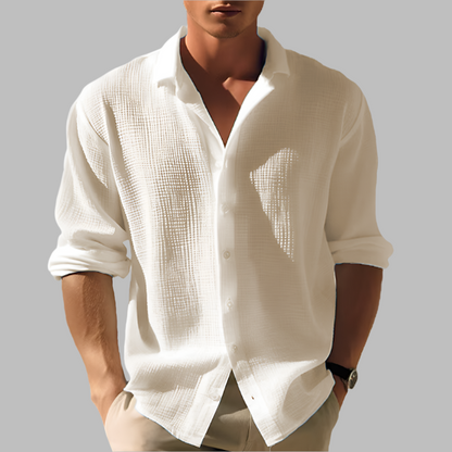 Camicia leggera in tinta unita da uomo