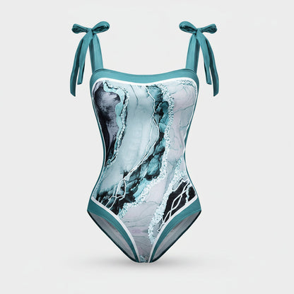 Set Costume Intero con Pareo & Stampa Astratta
