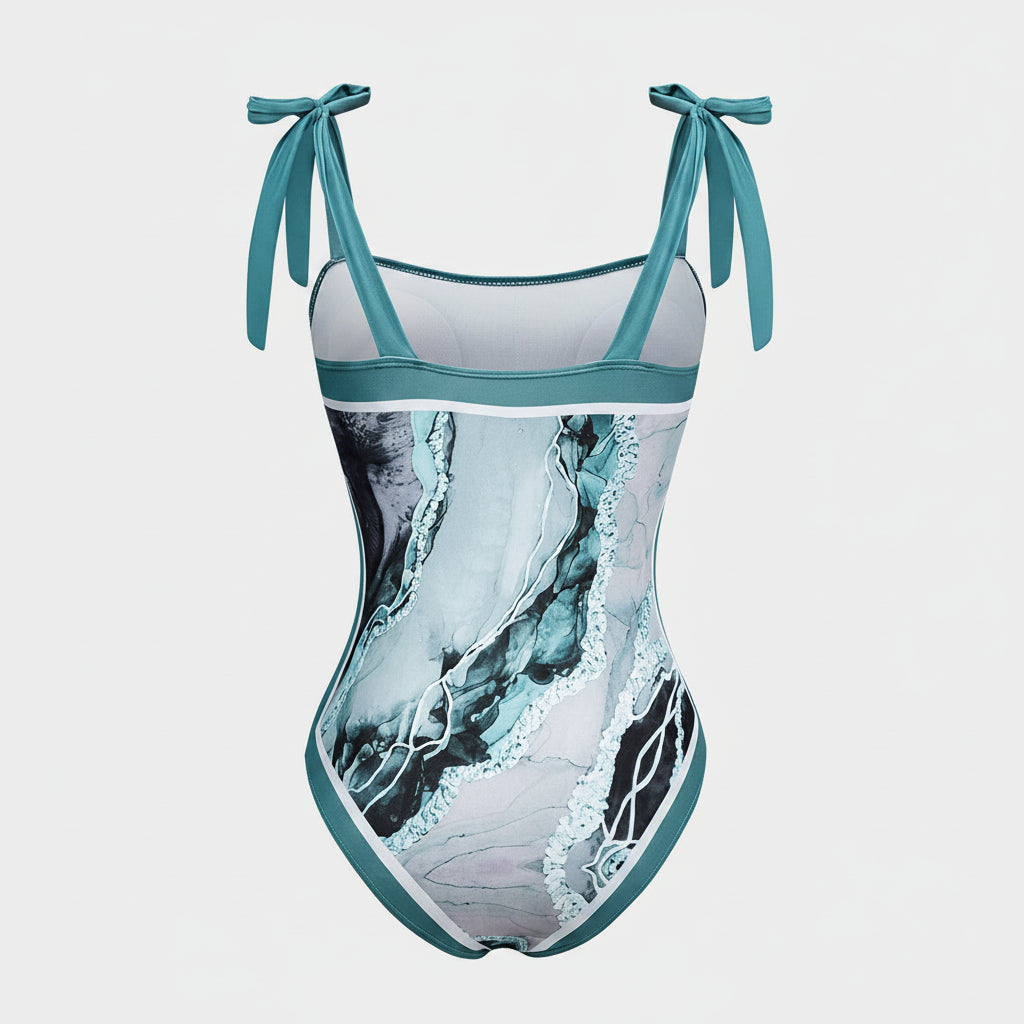 Set Costume Intero con Pareo & Stampa Astratta