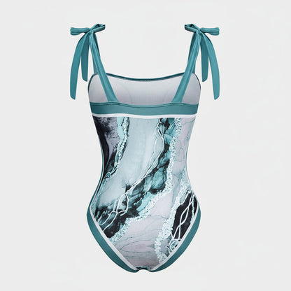 Set Costume Intero con Pareo & Stampa Astratta