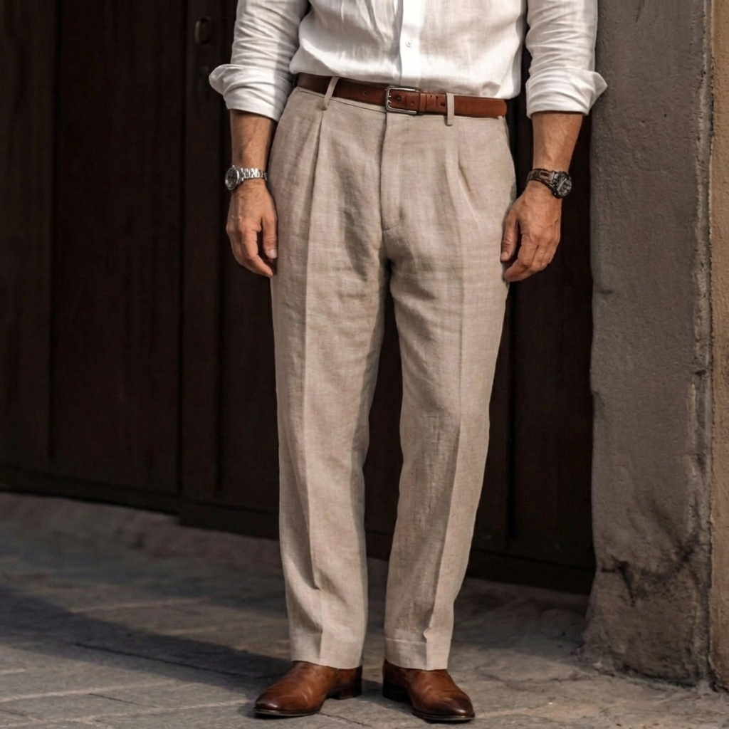 Pantalone da uomo a vita alta in stile vintage