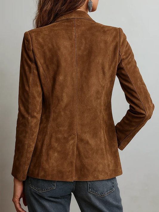 Blazer in camoscio con chiusura a bottoni