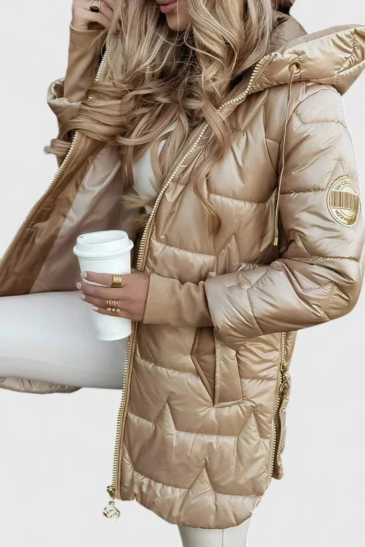 Giacca puffer trapuntata con cappuccio e zip