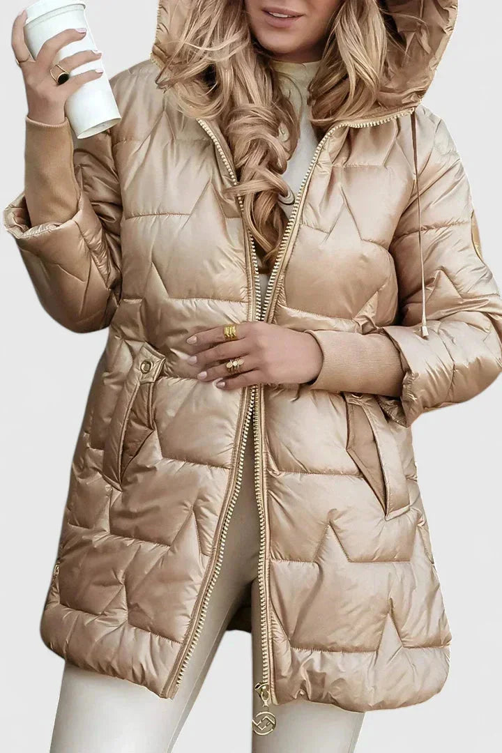 Giacca puffer trapuntata con cappuccio e zip