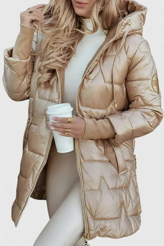 Giacca puffer trapuntata con cappuccio e zip