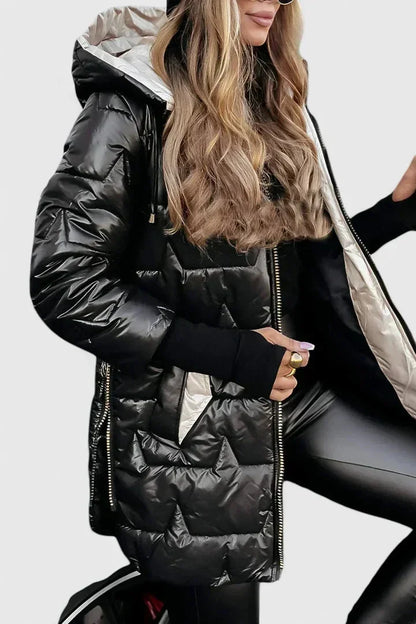 Giacca puffer trapuntata con cappuccio e zip