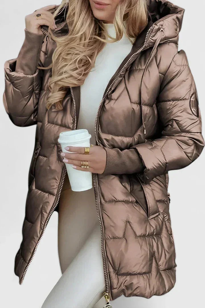 Giacca puffer trapuntata con cappuccio e zip