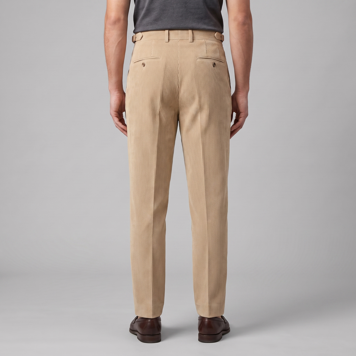 Pantaloni in Velluto a Coste con Pince da Uomo