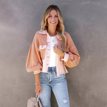 Giacca Cropped con Orlo Sfrangiato
