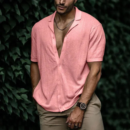 Camicia estiva in lino da uomo con chiusura a bottoni