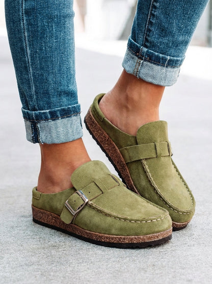 Mules basse retrò con fibbia da donna