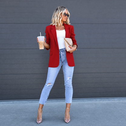 Blazer con Revers e Chiusura a Bottoni