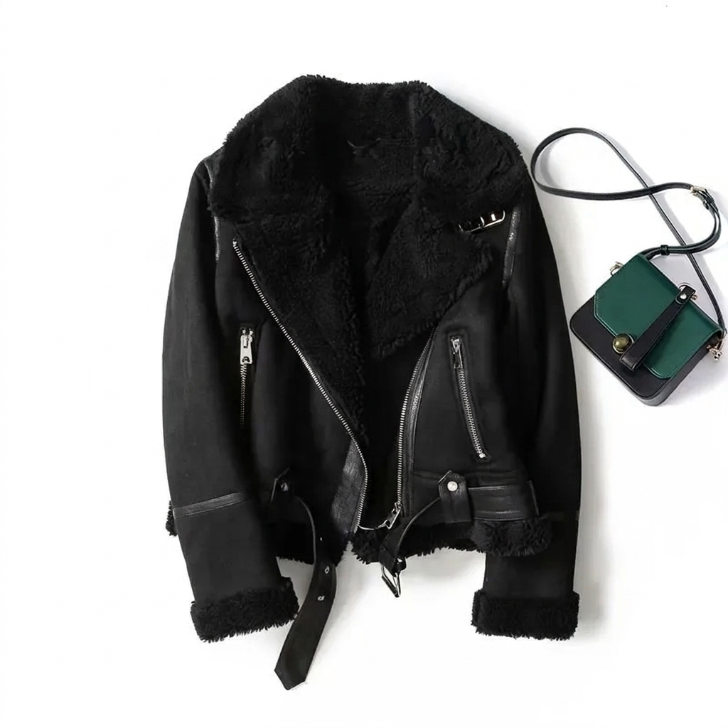 Giacca Biker Donna Foderata in Teddy
